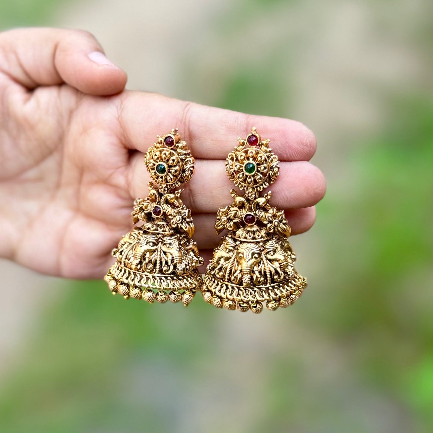 Bridal jhumka with gold dropping -AJ3