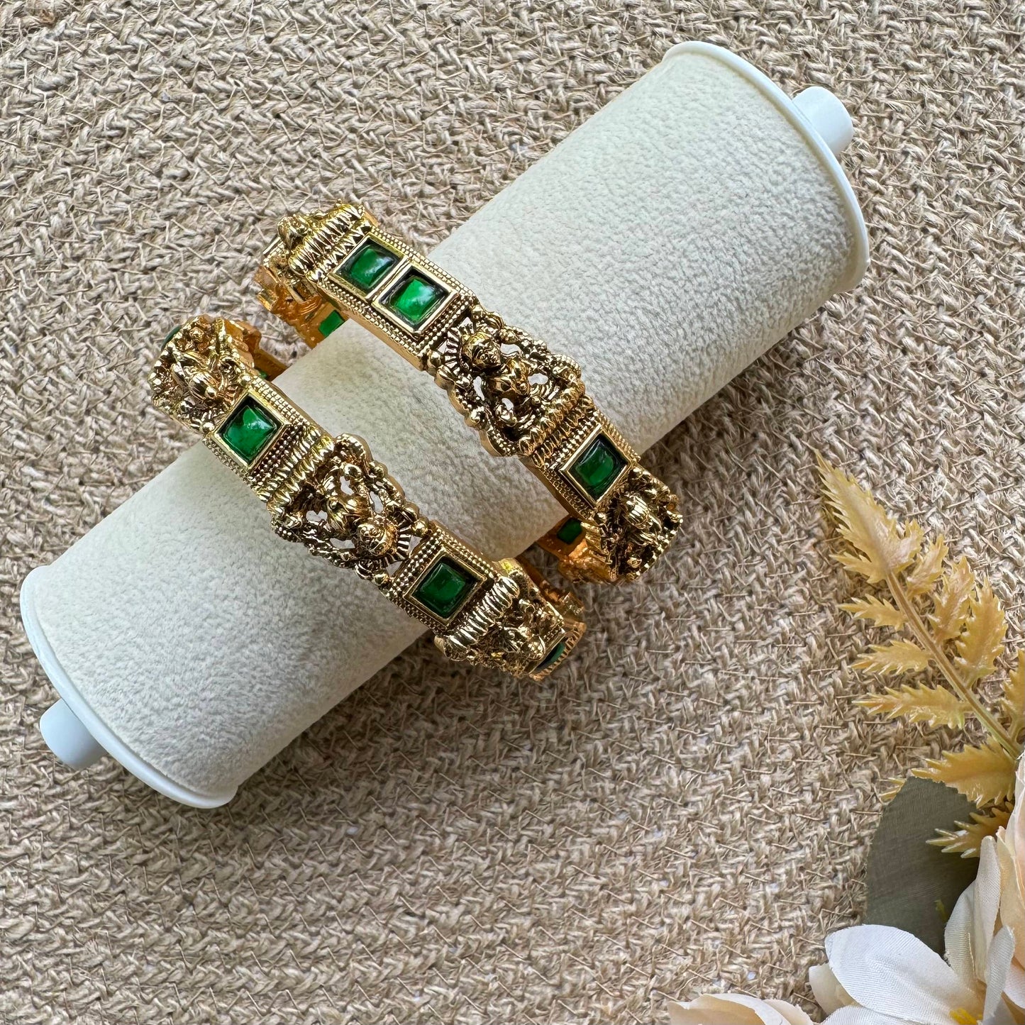 Emerald lakshmi bangles