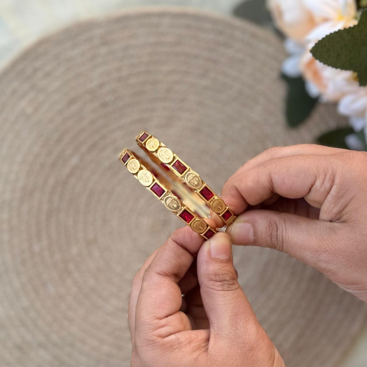 Ruby Coin Bangle-B3