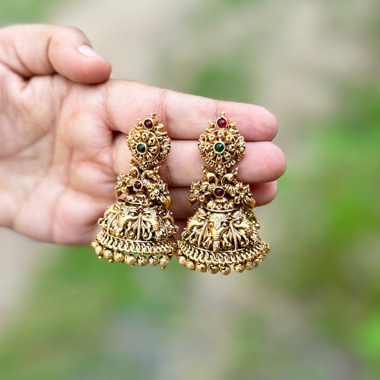 Bridal jhumka with gold dropping -AJ3