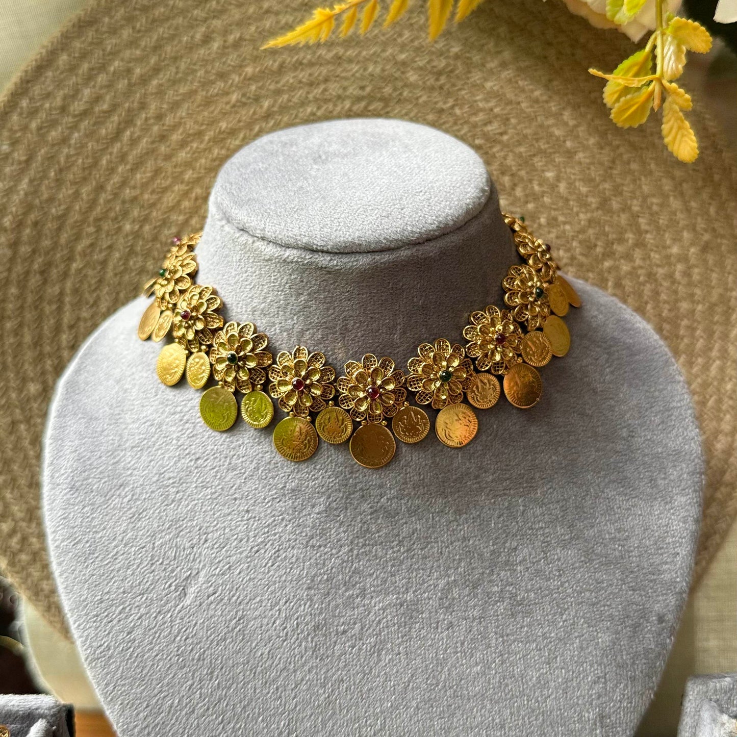 Floral Coin Necklace
