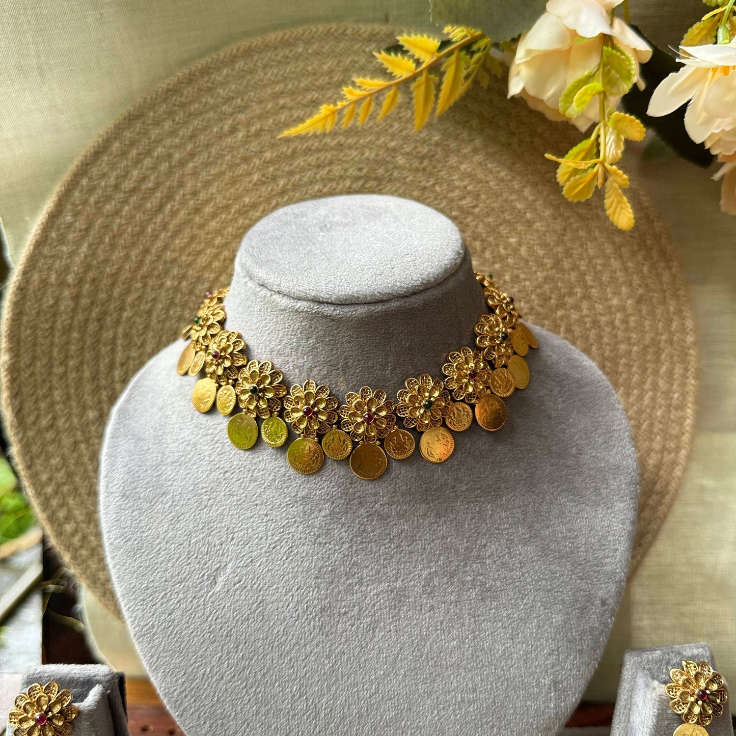 Floral Coin Necklace