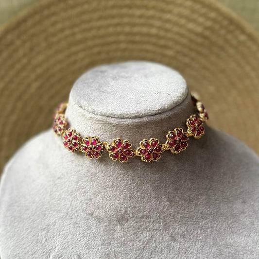 Floral Necklace -RED
