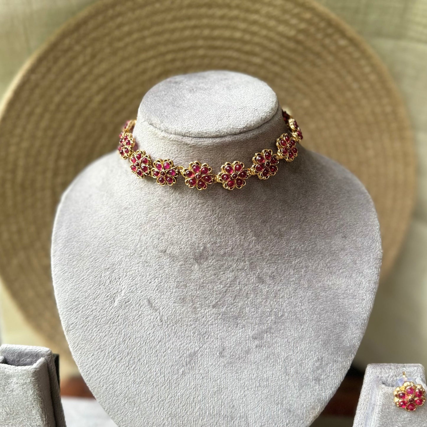 Floral Necklace -RED