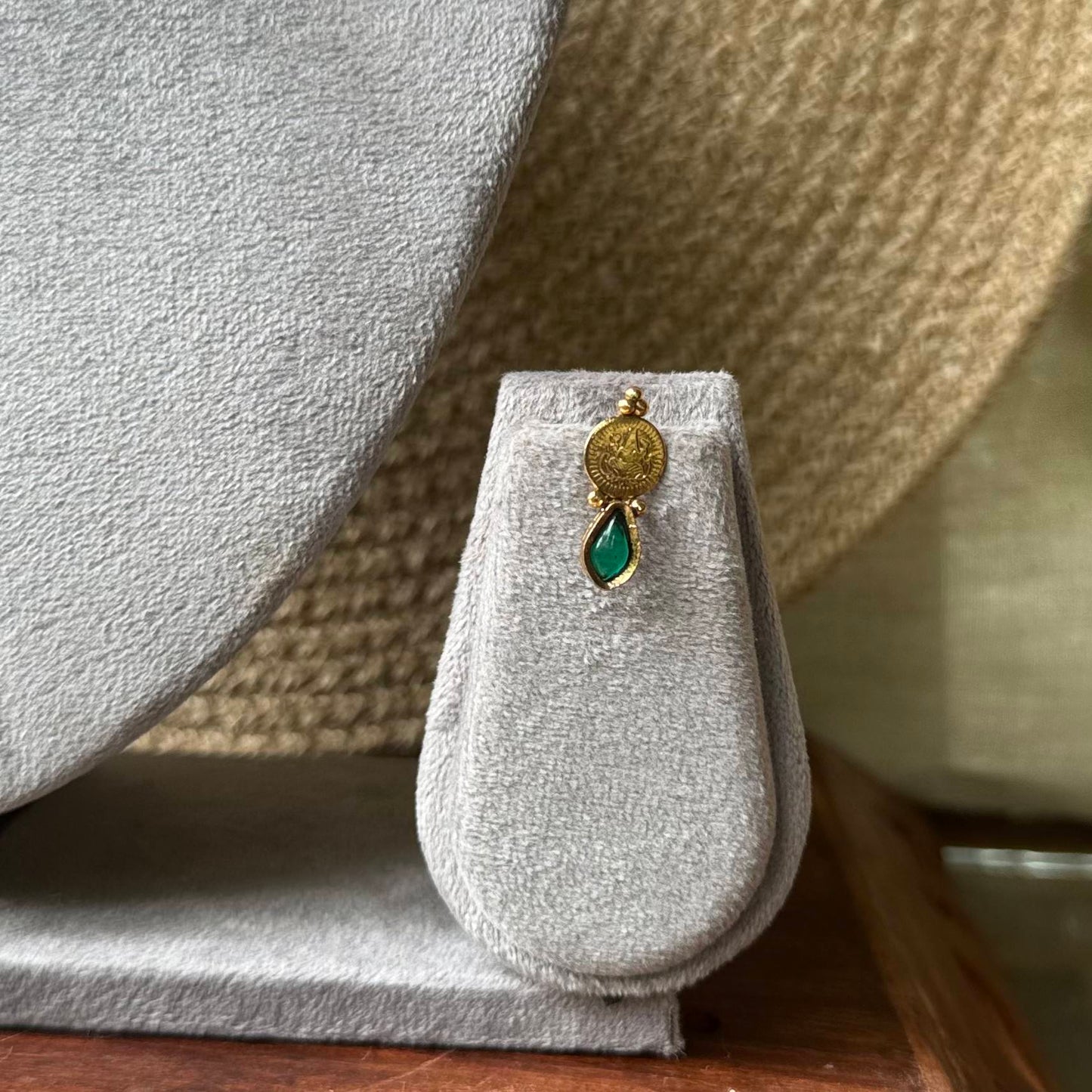 Raindrop Coin Necklace-GREEN