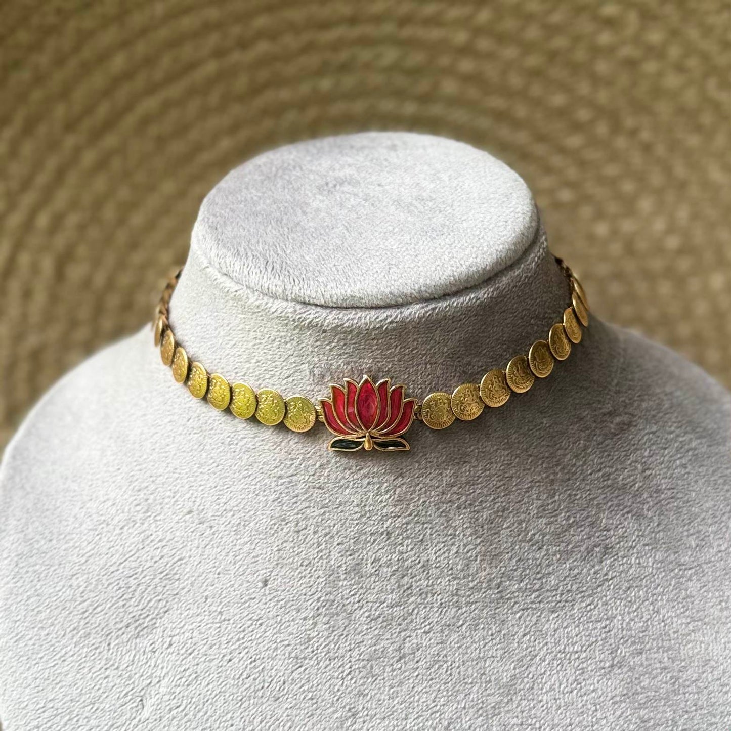 Simple Lotus coin necklace