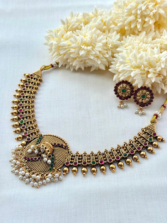 BEEDED DROPPING PENDANT NECKLACE SET