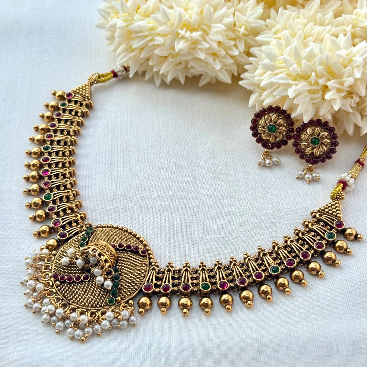 BEEDED DROPPING PENDANT NECKLACE SET