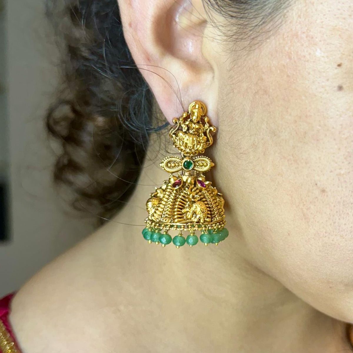 Lakhmi Jhumka with Green Droppings