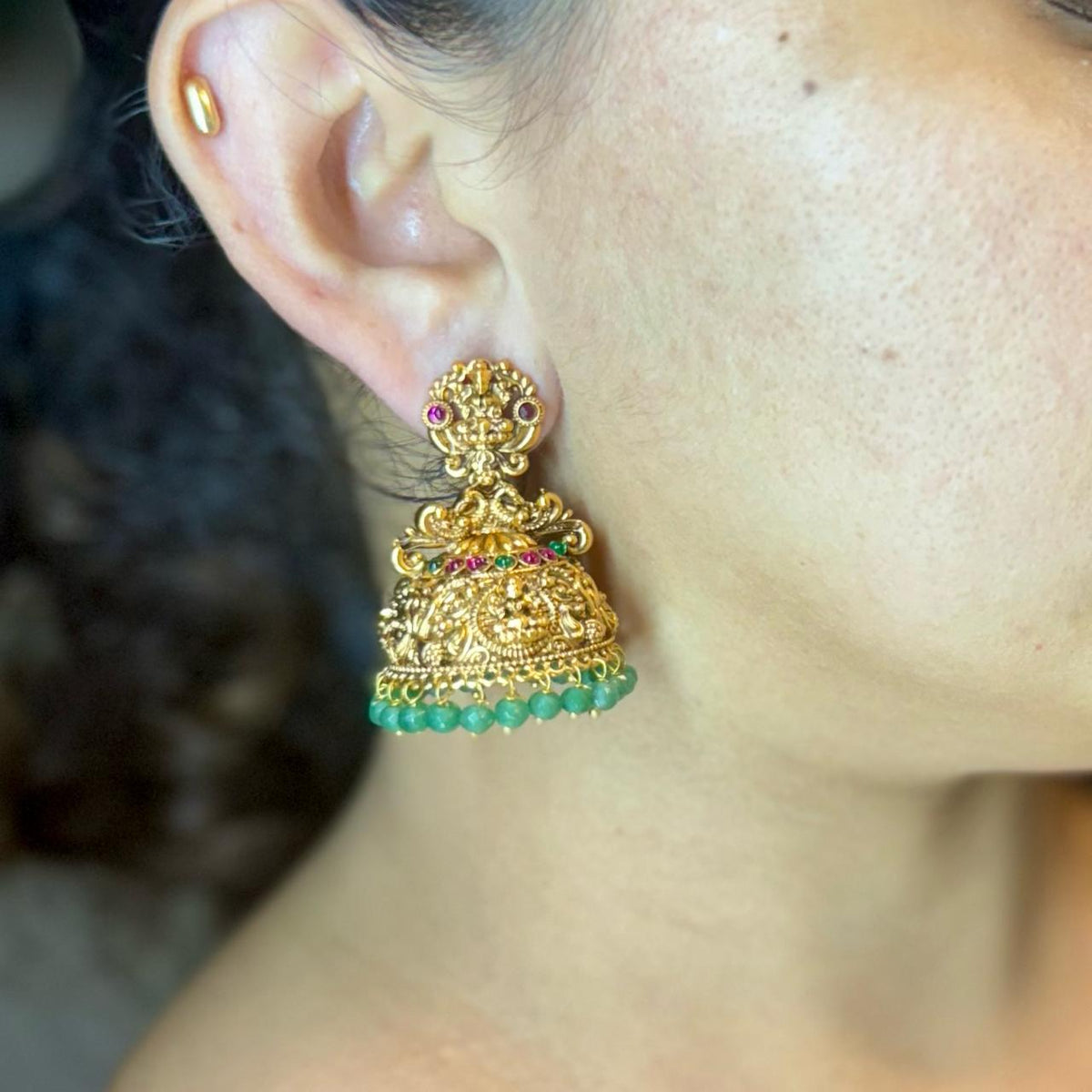 Jhumka with Green Droppings-AJ2