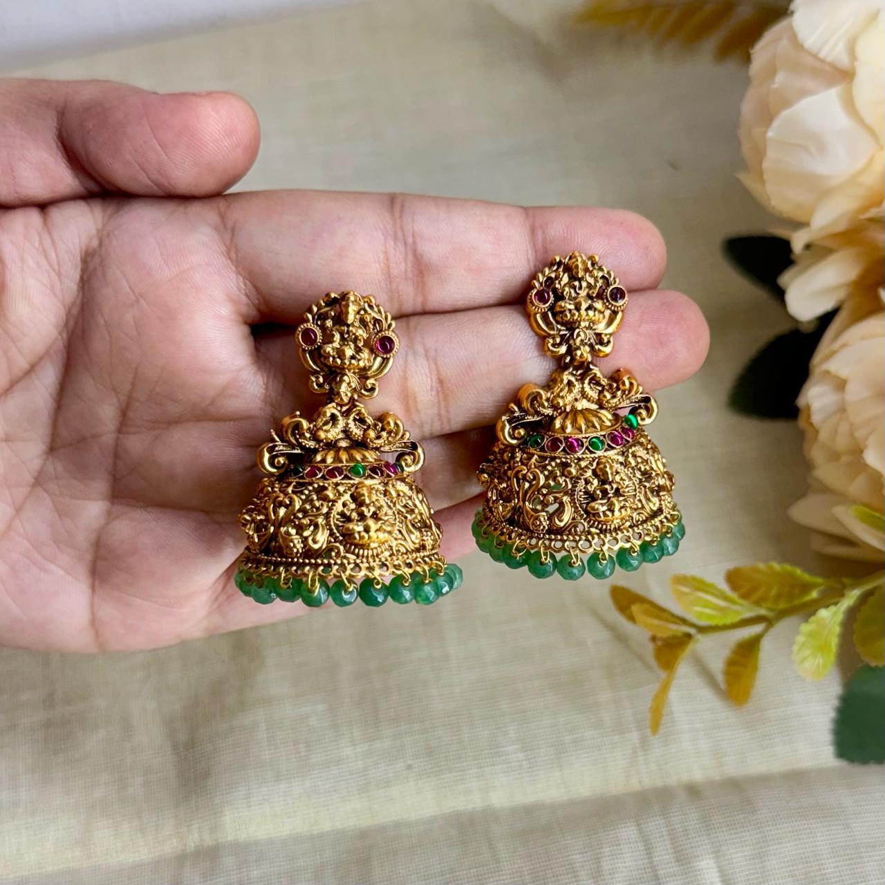 Jhumka with Green Droppings-AJ2