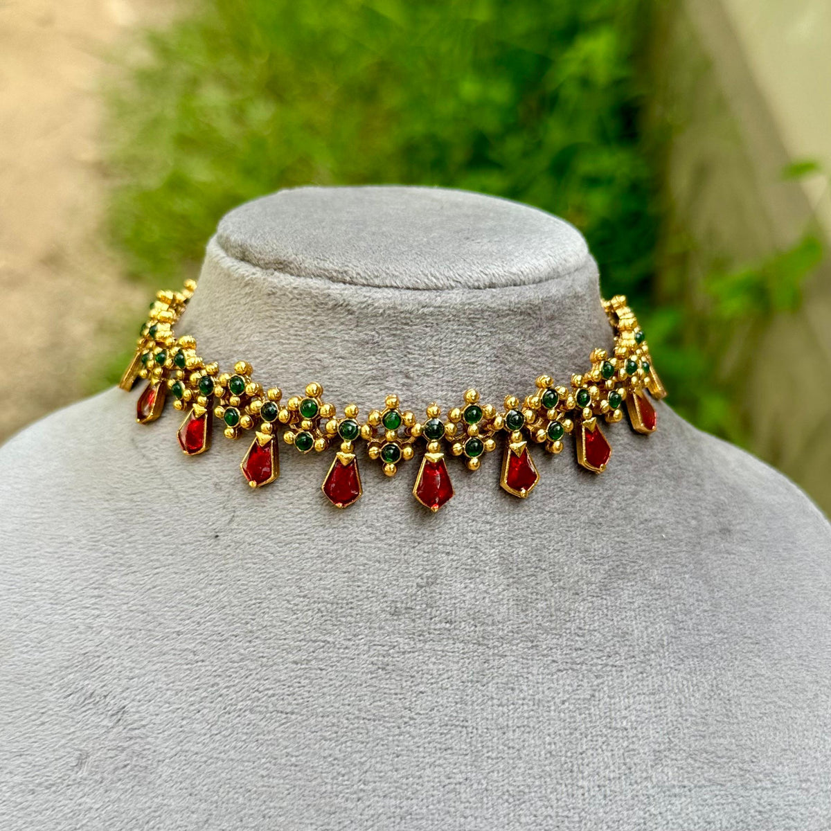 Designer Palakka Choker-Red,Green,Blue,pink