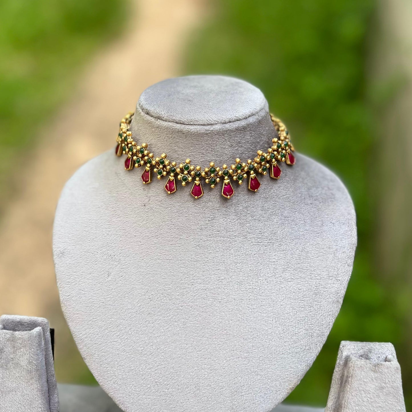 Designer Palakka Choker-Red,Green,Blue,pink