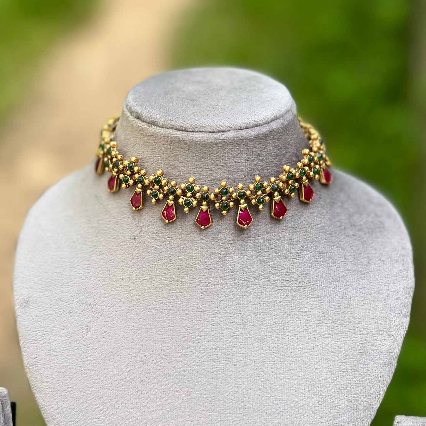 Designer Palakka Choker-Red,Green,Blue,pink
