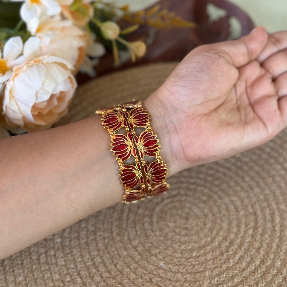 Lotus Bangle -red