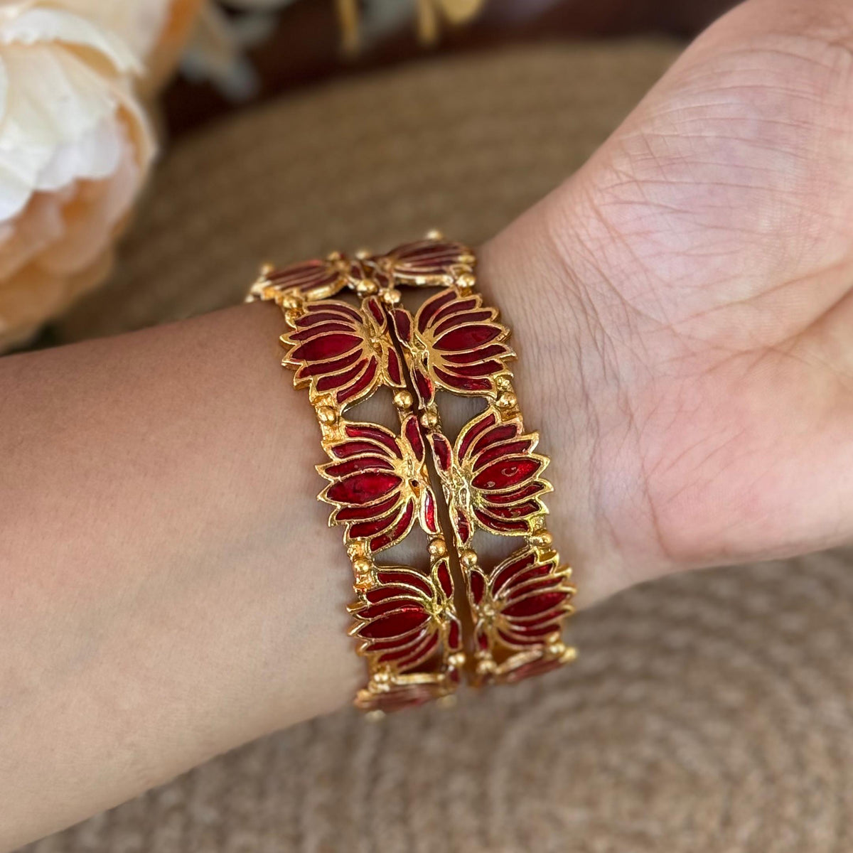 Lotus Bangle -red