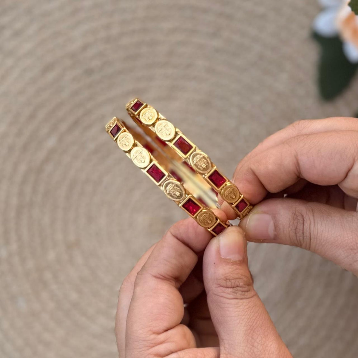 Ruby Coin Bangle-B3