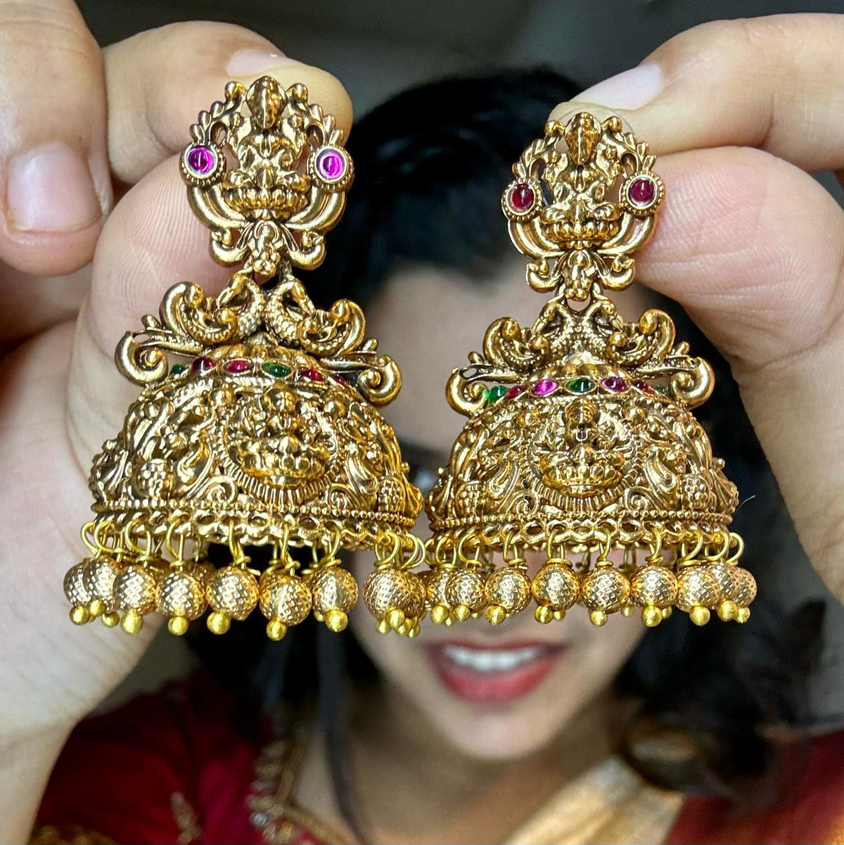 Jhumka with Gold Droppings. PREBOOKING OPEN. DISPATCH ON 09-09-2026-AJ1