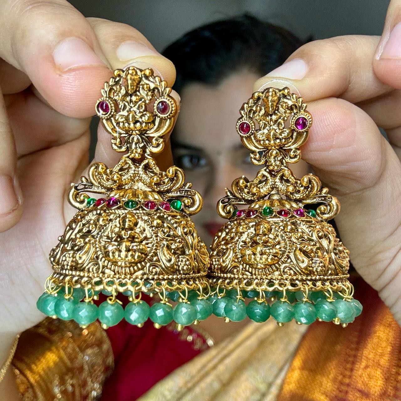 Jhumka with Green Droppings-AJ2