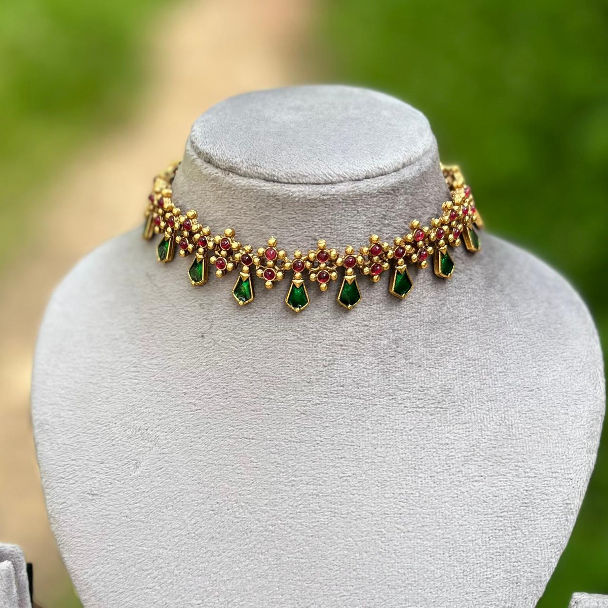 Designer Palakka Choker-Red,Green,Blue,pink